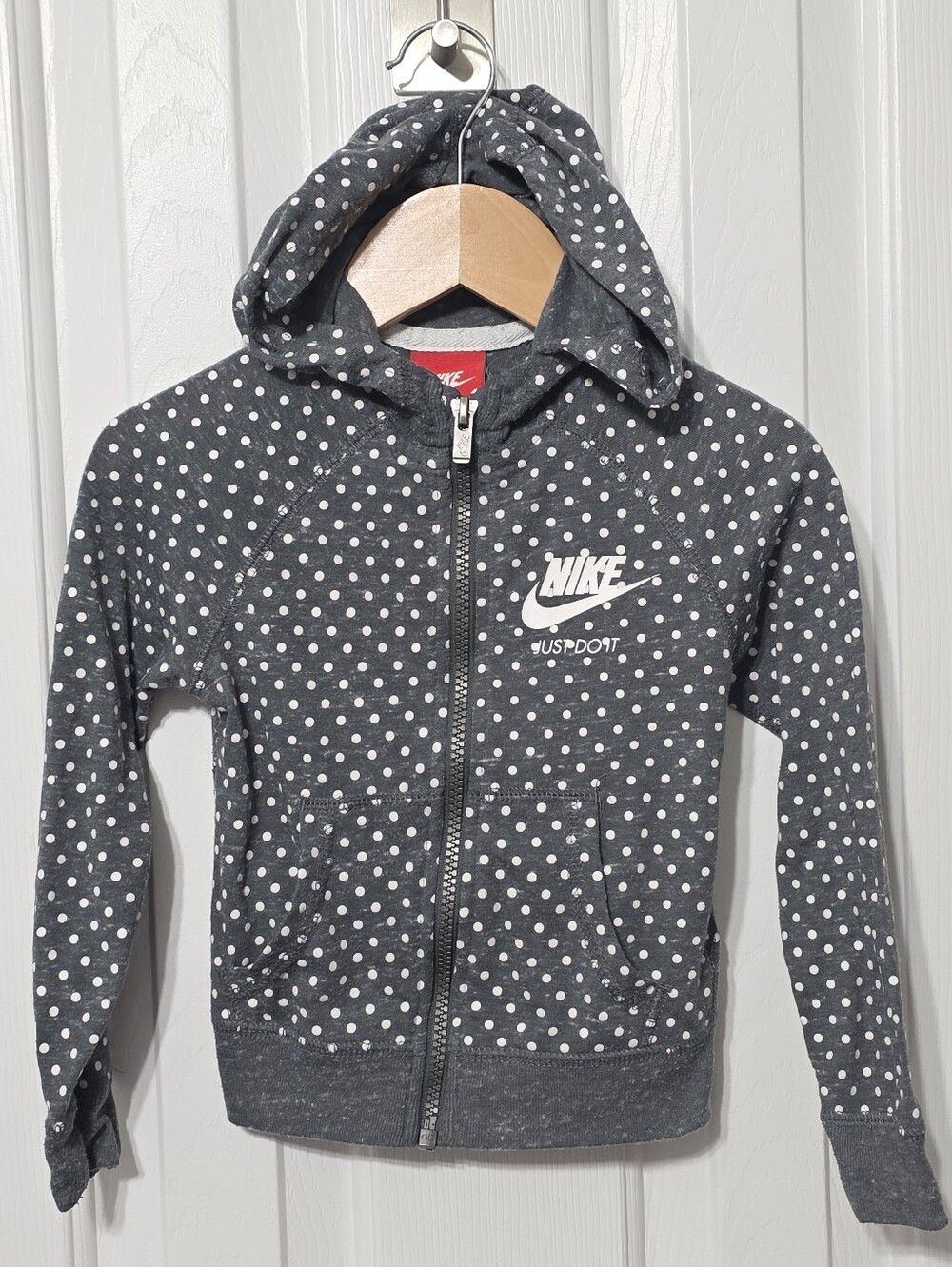 Nike Girls' Gray Polka Dot Zip Hoodie, 3t, 2/3